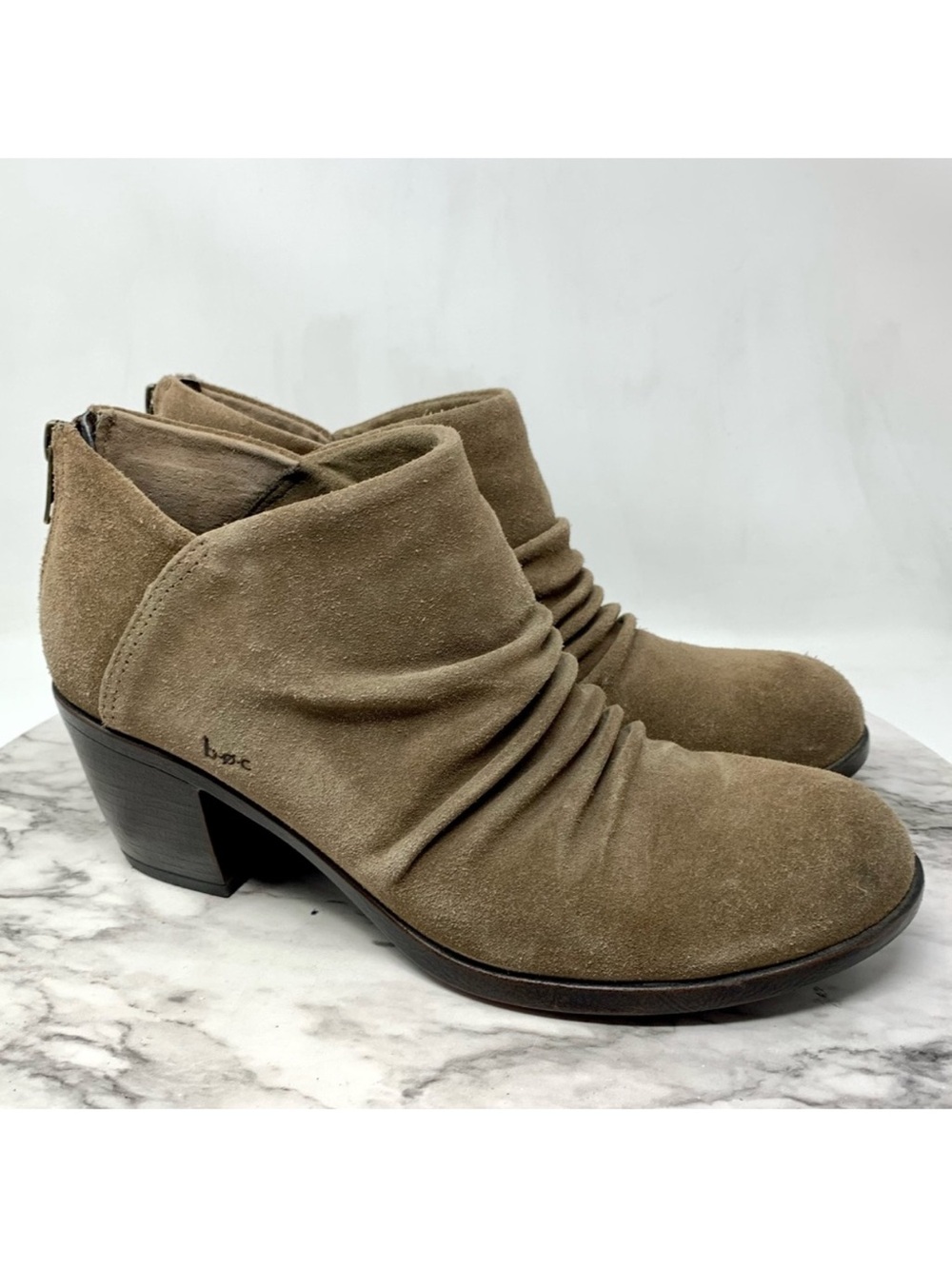 B.O.C. By Born Settle Taupe Suede Scrunch Comfort Booties 9 Artsy Cottagecore